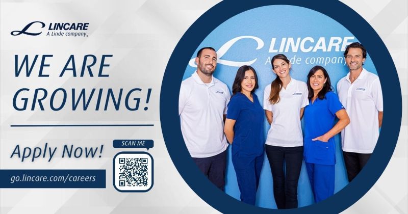 Lincare employees with WE ARE HIRING banner