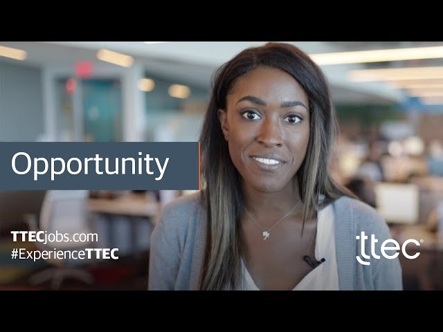 professional women, ttec employee with the word opportunity